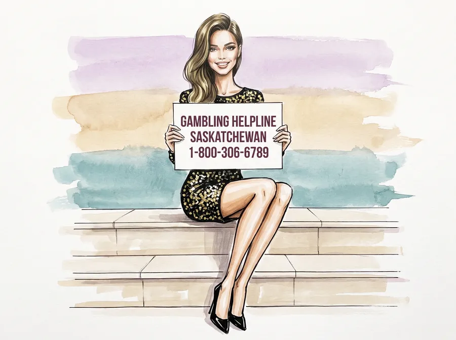 Woman on stone steps holding a helpline card